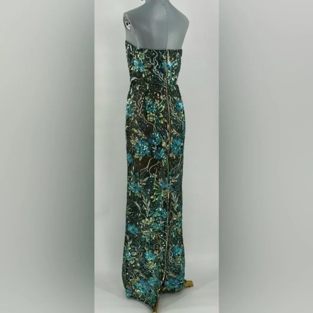 🆕 BRONX & BANCO 🧿 NWOT Dahlia Maxi Dress, Teal Floral Multi - Sz L US 8